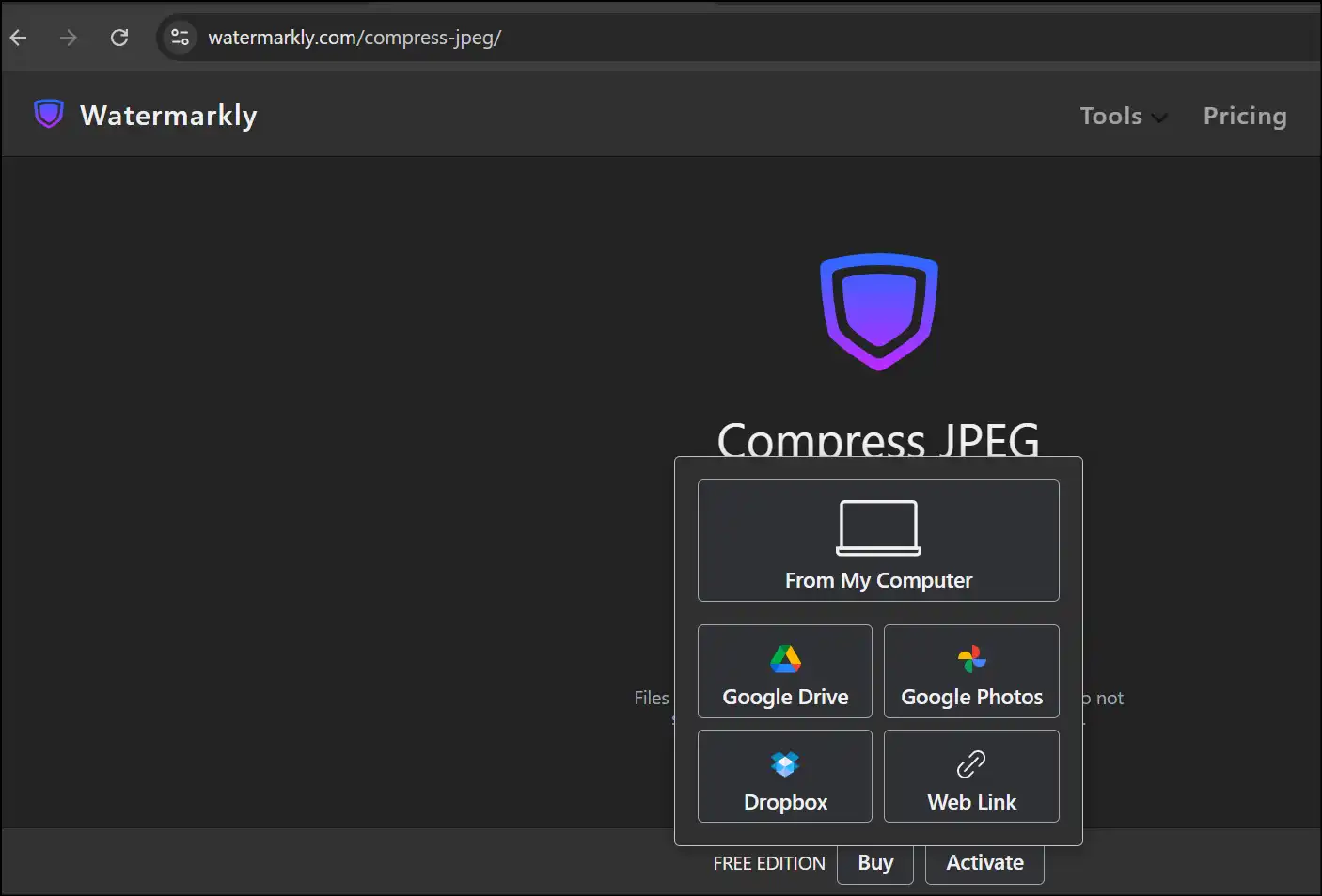 Select option where JPG file is located
