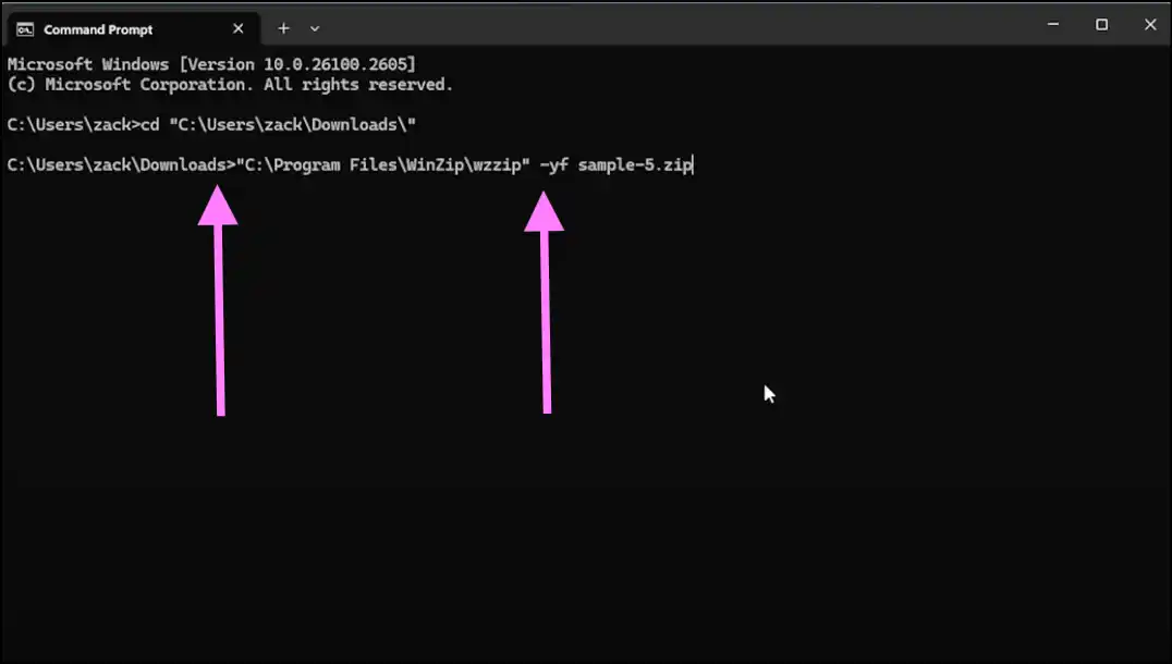 Repair corrupted zip file using Winzip command line