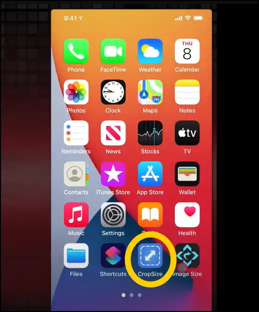 Download and open CropSize to resize photo for instagram on iphone/ipad