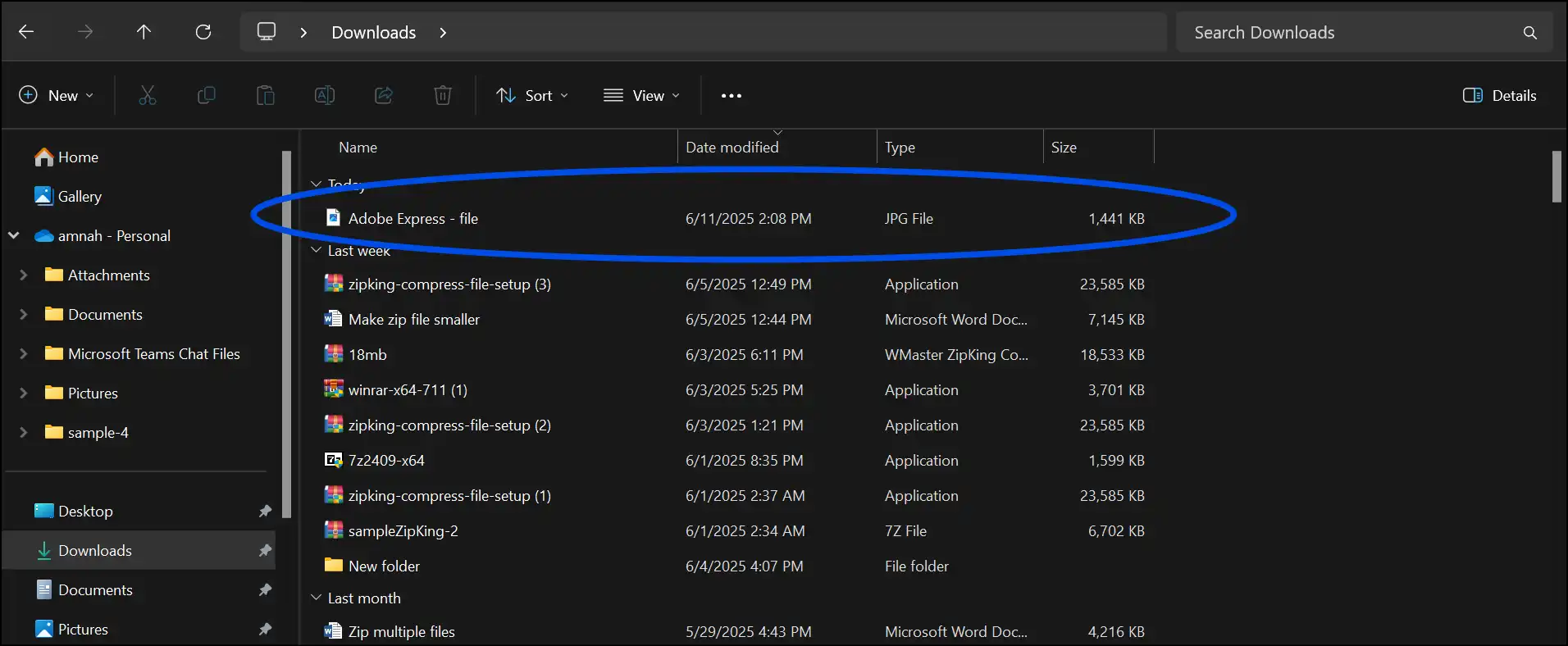 Click download to save compressed file