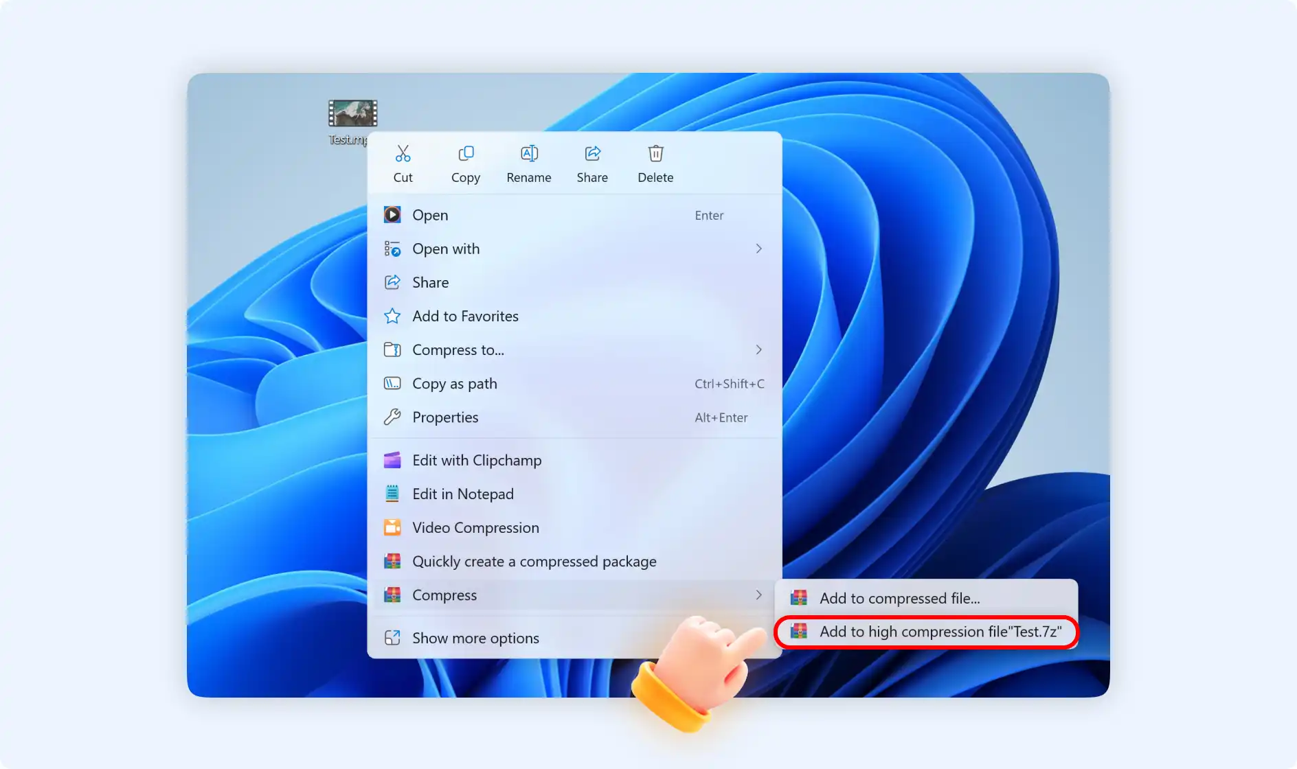 click add to high compression 7z file