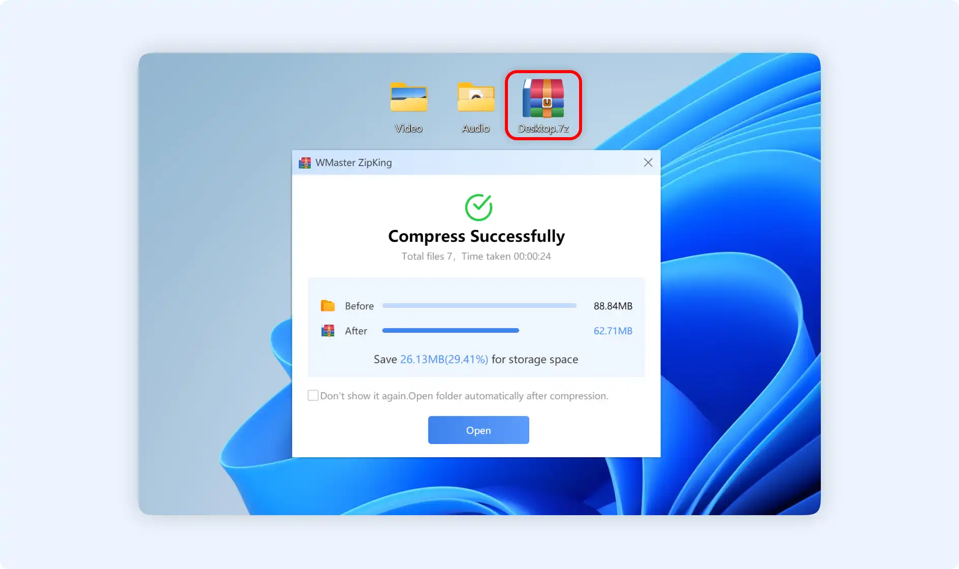 create a 7zip package successfully