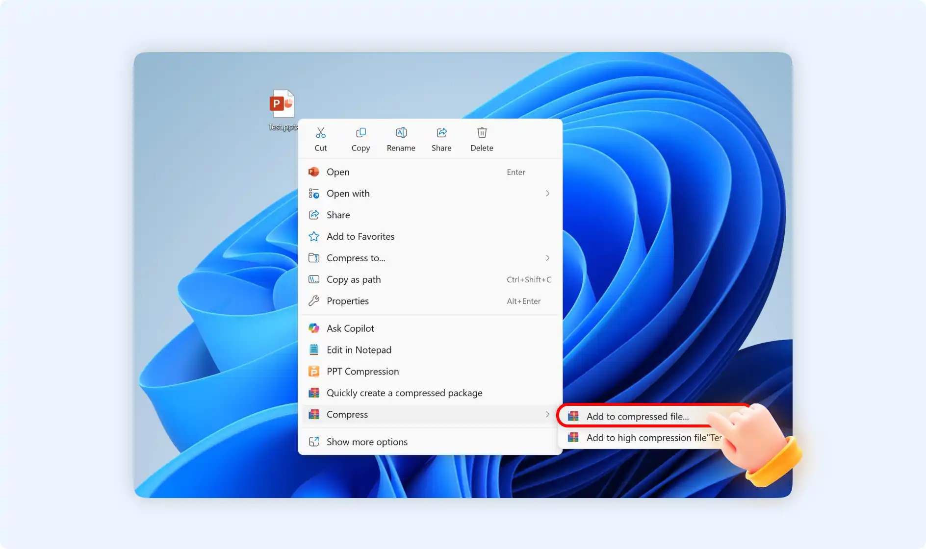 choose add to compressed file