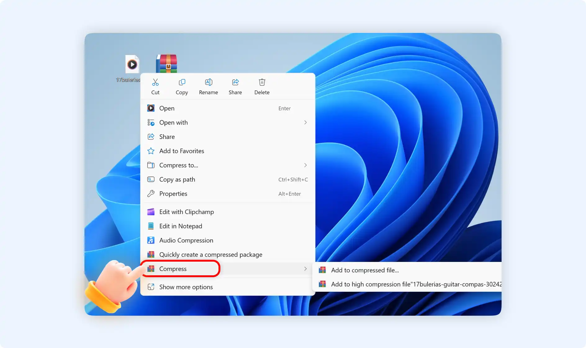 right click to select compress