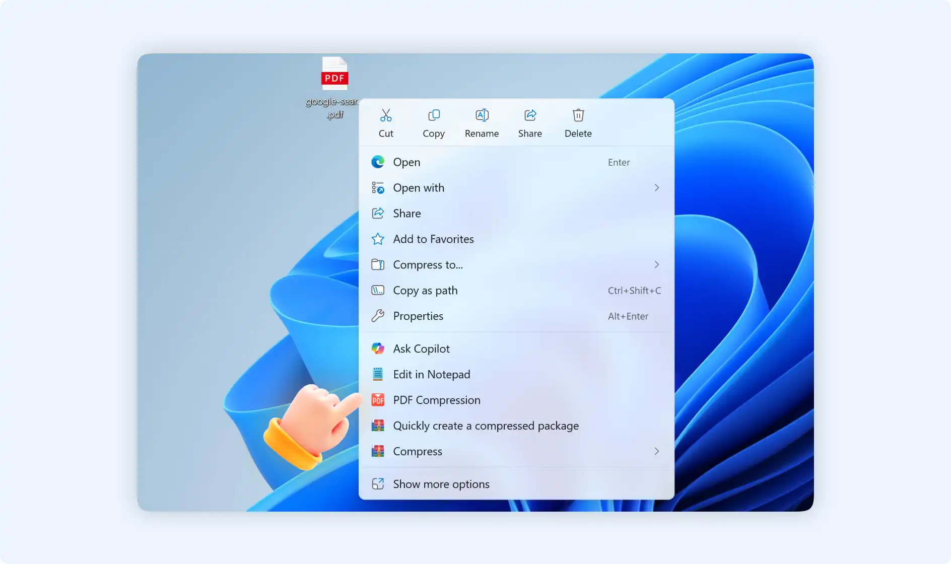 right-click to choose PDF compression