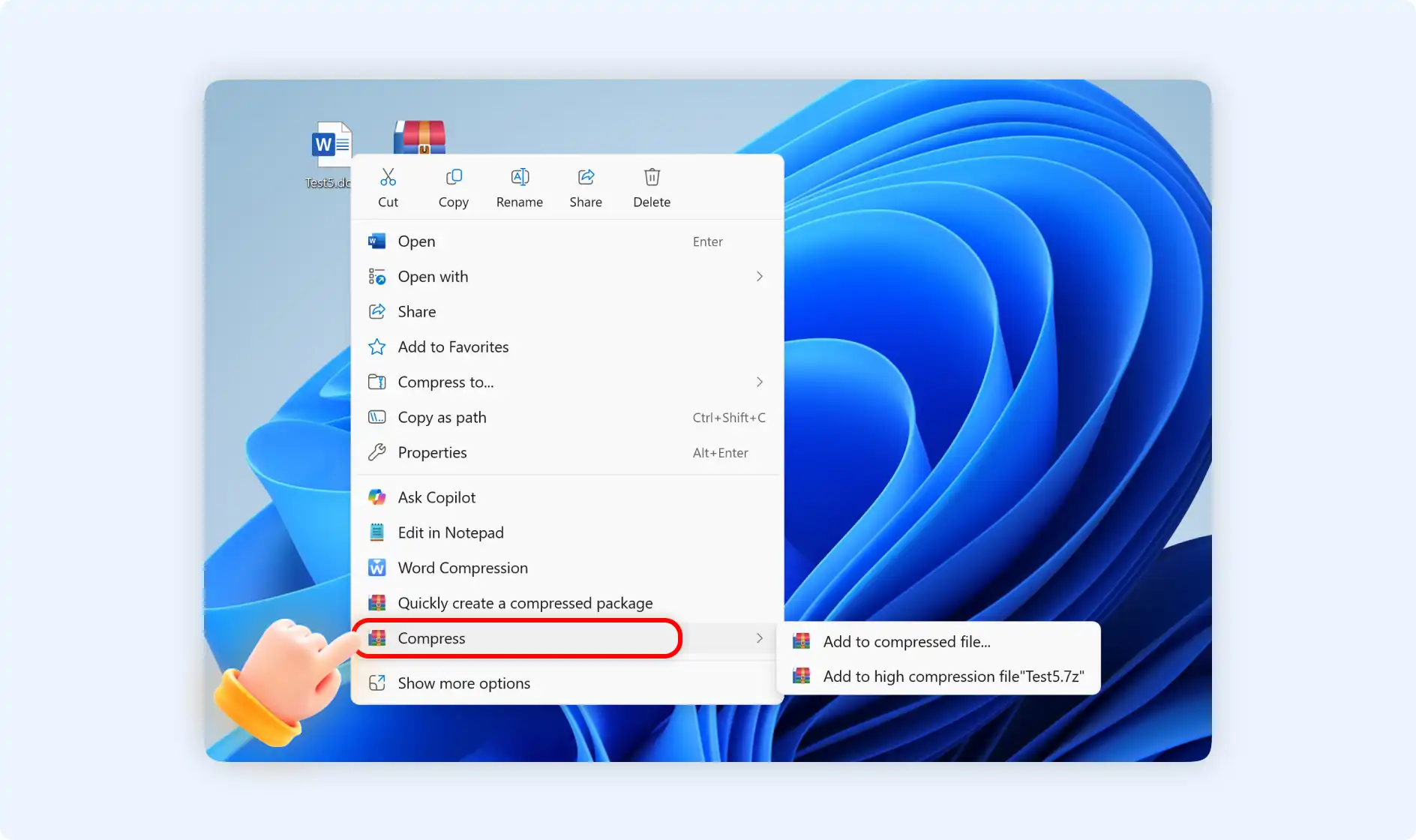 right click to select compress