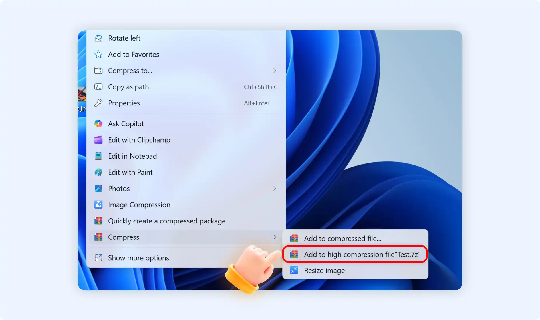 Select add to 7z files