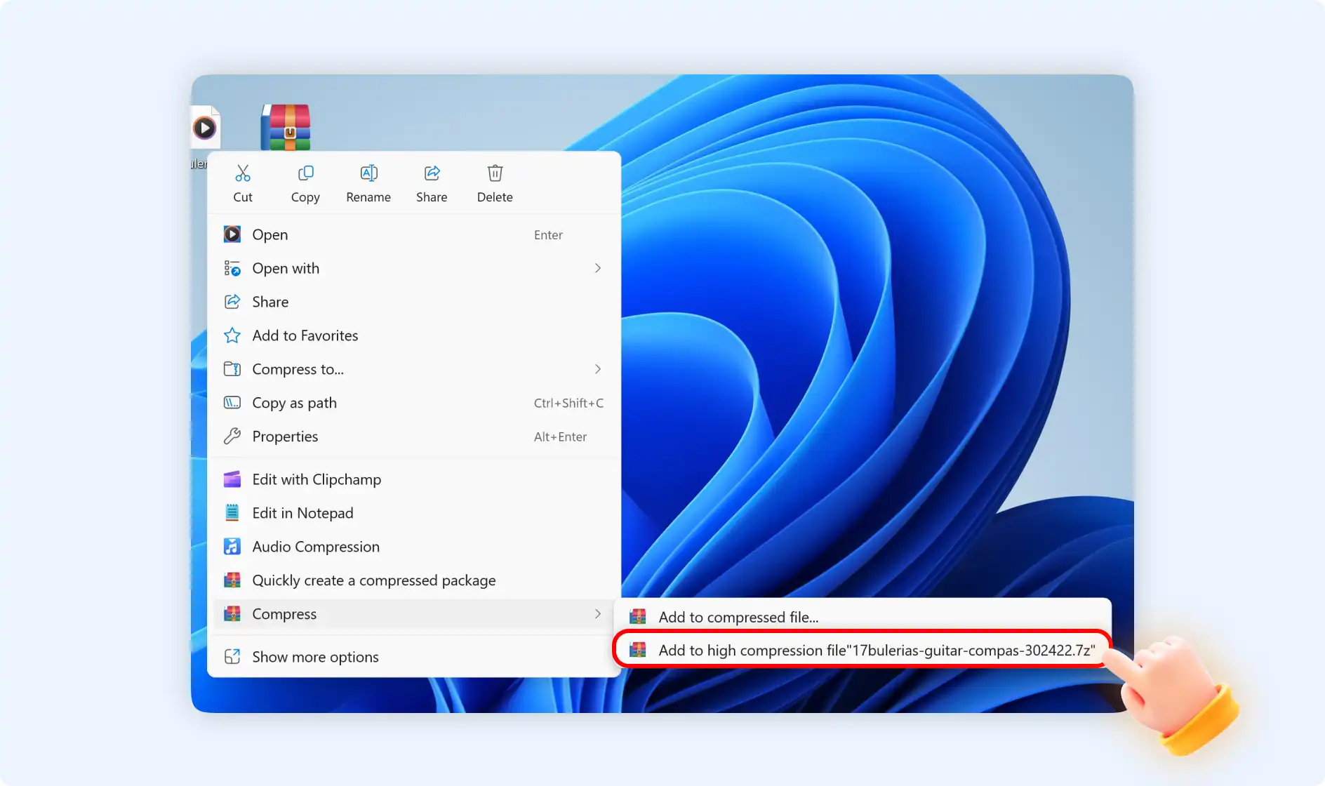 Select add to high compression 7z file