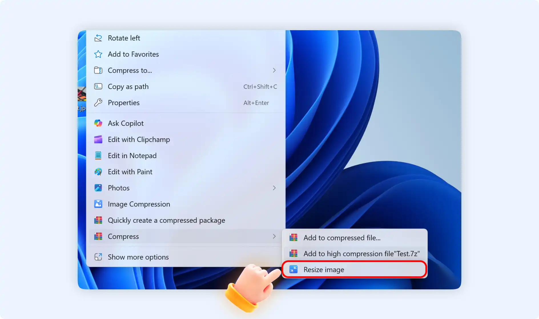 Select resize image