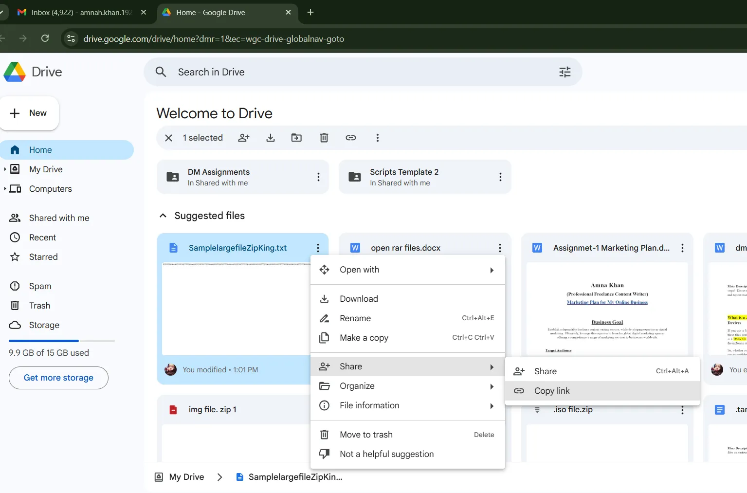 Create a Google Drive link to share files online