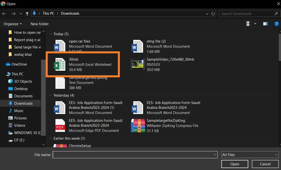 Select files and click open