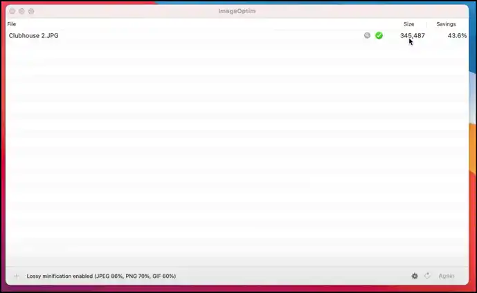 ImageOptim will compress image file automatically on Mac device