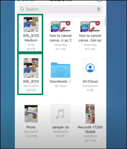 Compare the before and the after compression image file size on iPhone with Photos app