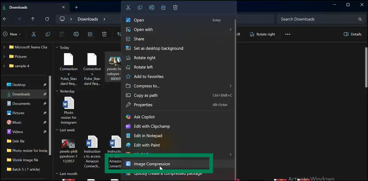 Right click to shrink image file size on Windows with WMaster Zipking