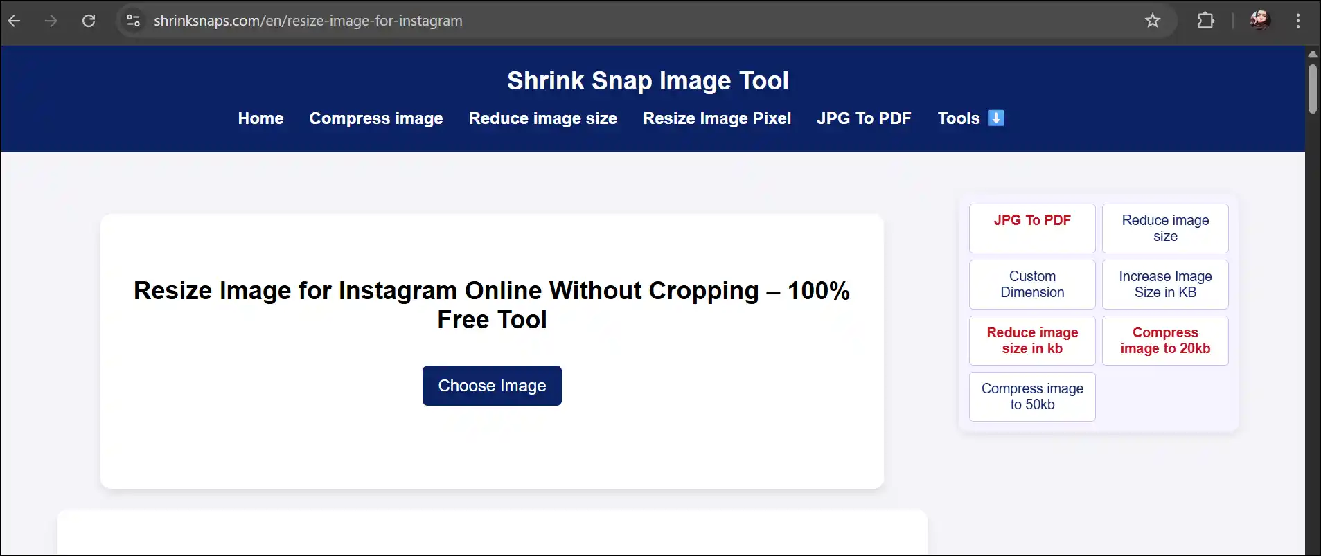 Shrink Snap Image Tool