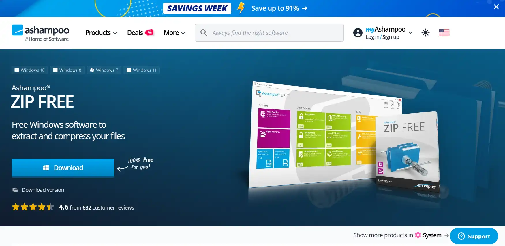 Ashampoo Zip Free homepage