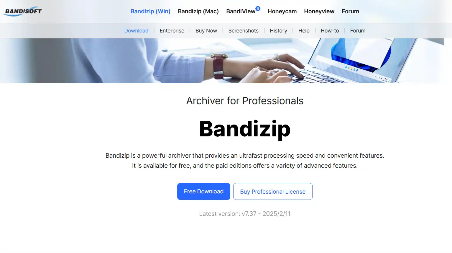 Bandzip homepage