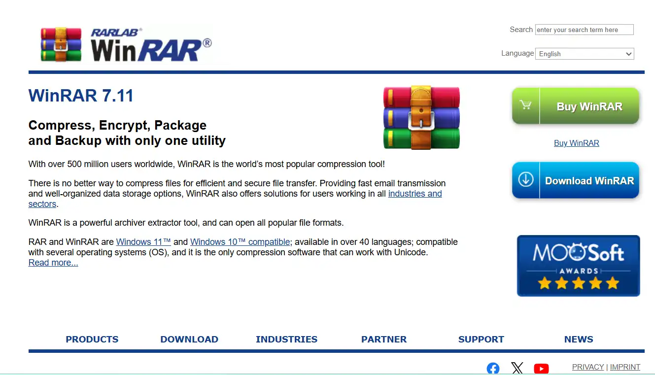 WinRAR homepage