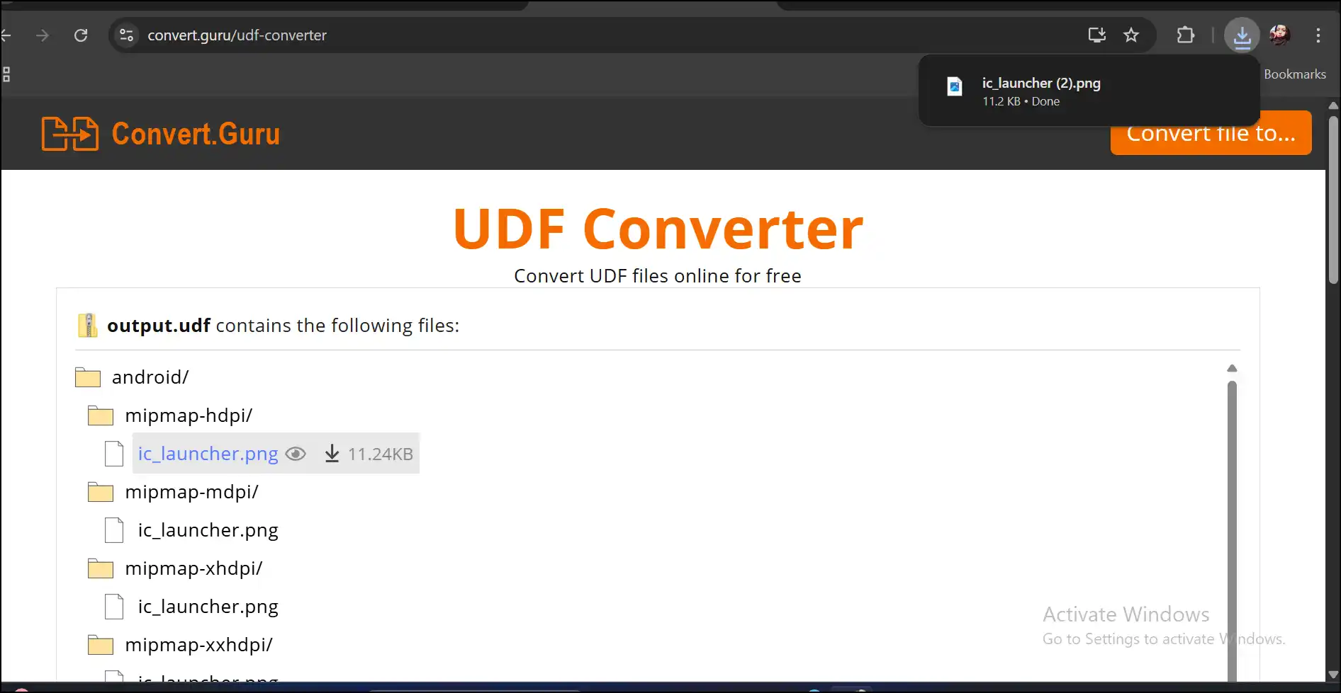 Download file to extract .udf file data directly on your system