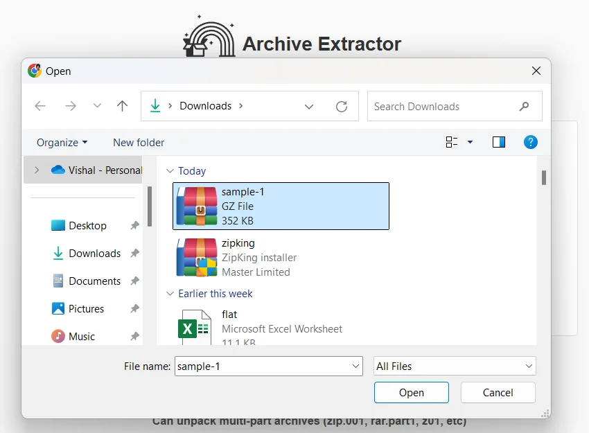 Upload the GZ files