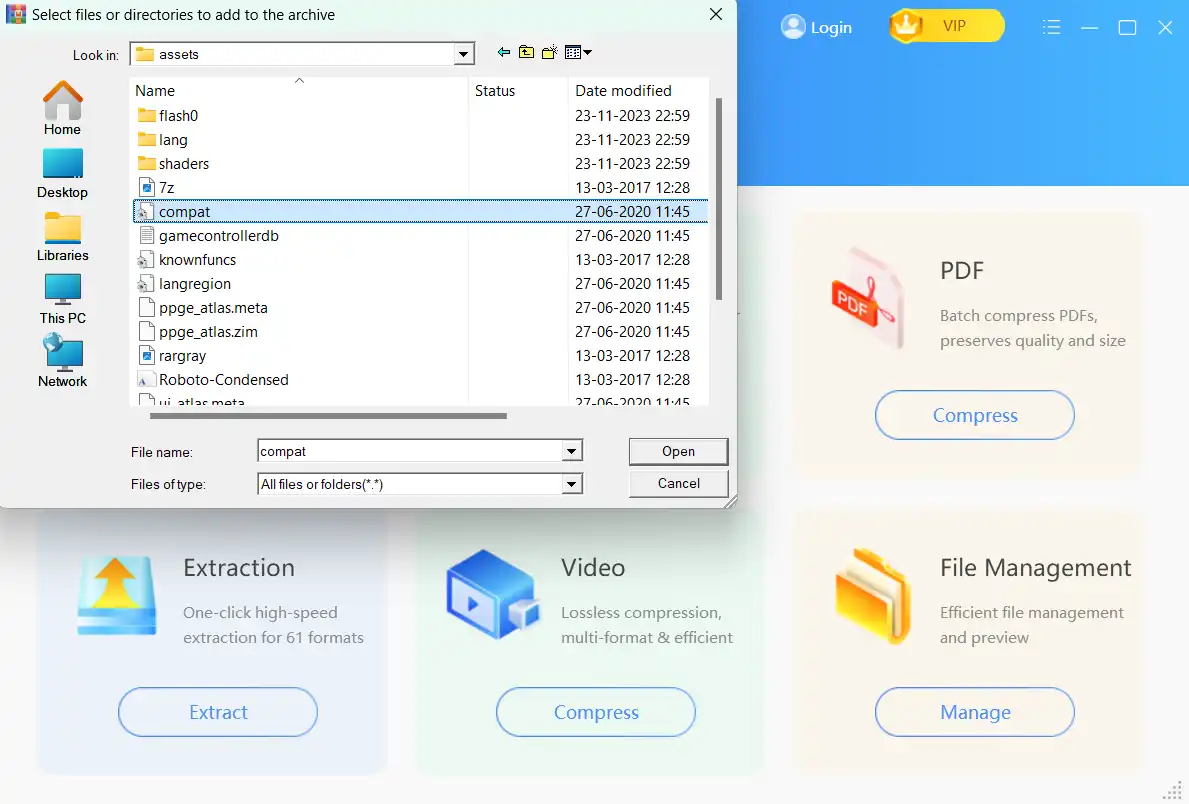 Upload the files that you want to zip