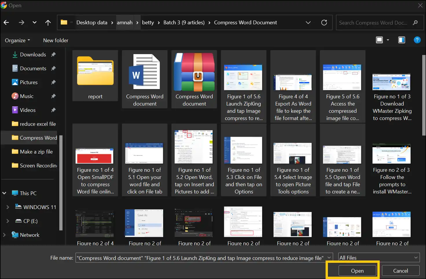 Select files to make zip files online