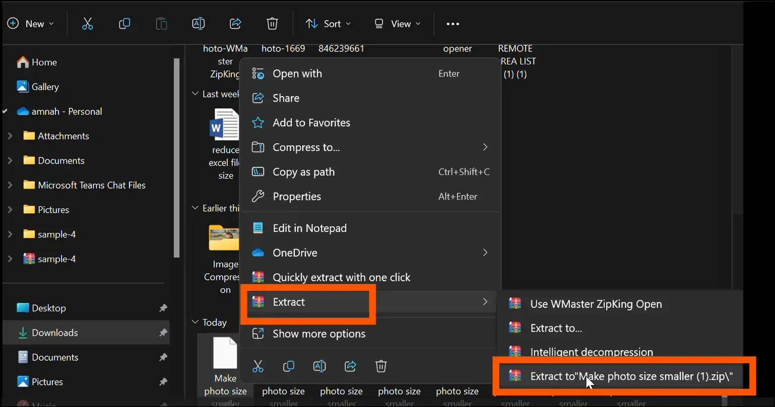 Instruction to extract and access your multiple zip file with Zipking