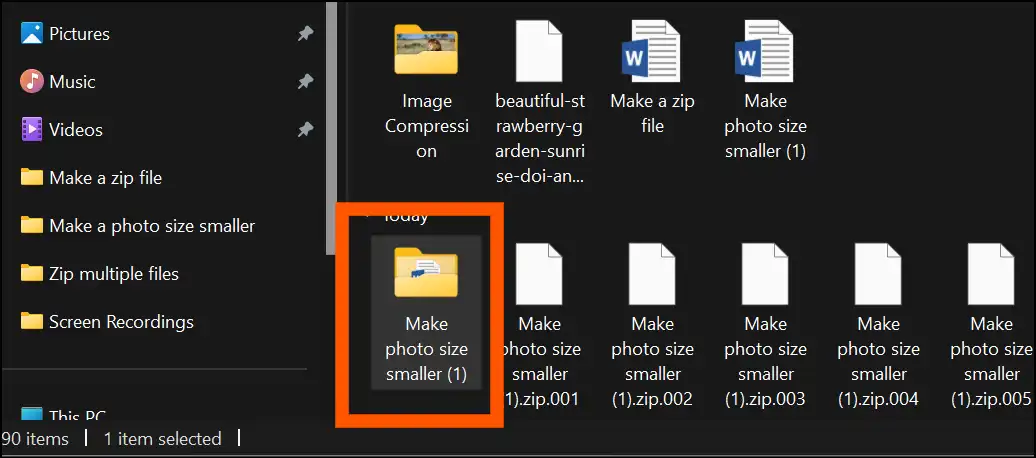 Open folder to access your extracted zip file