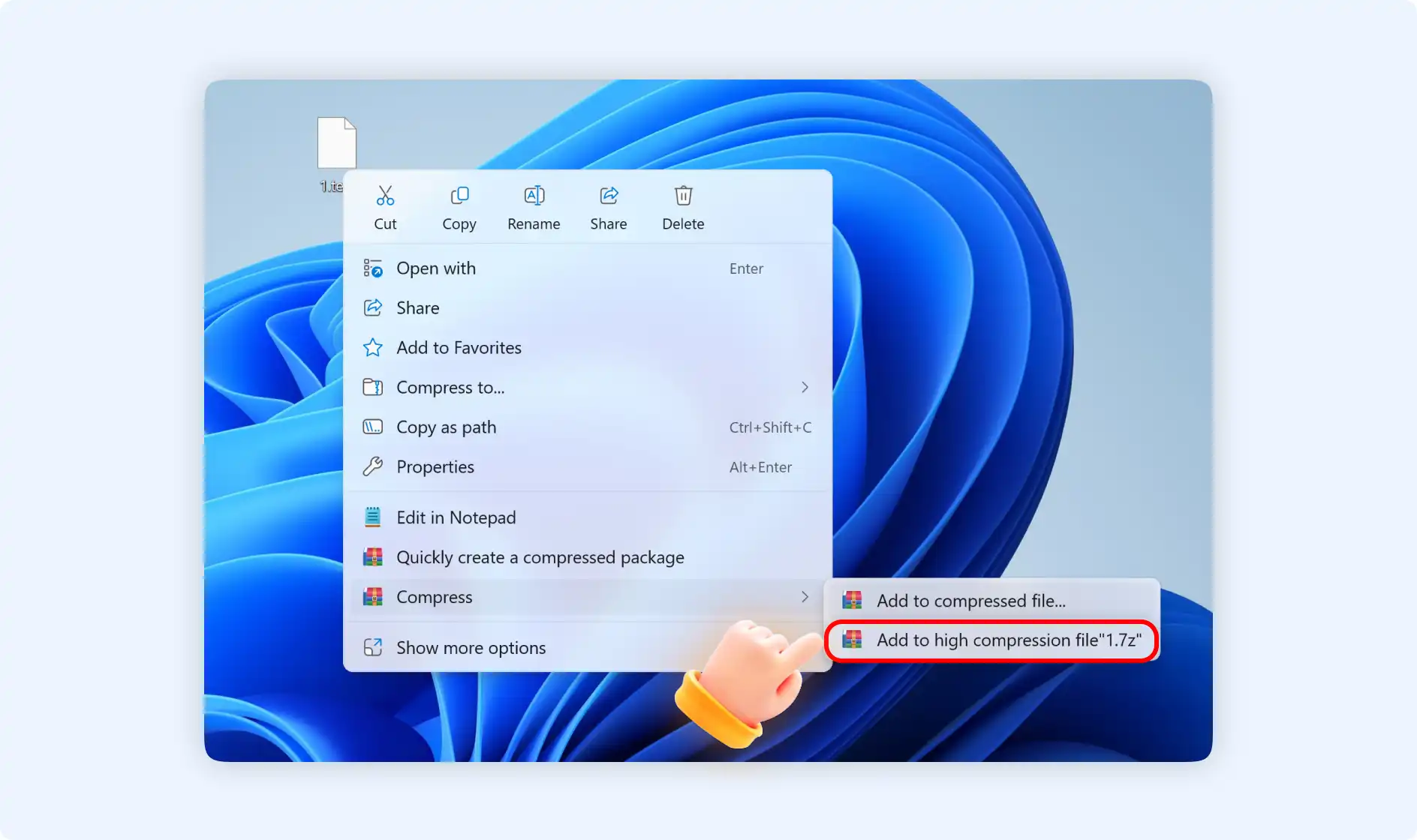 choose add to 7z file