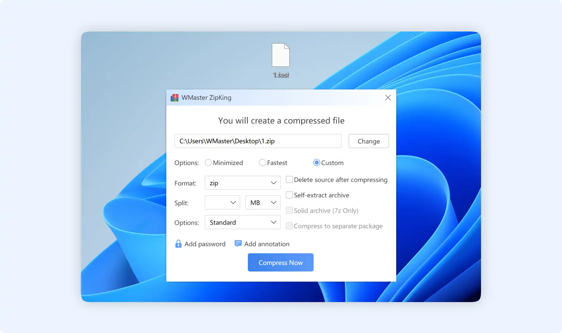 Customize file name and compression type