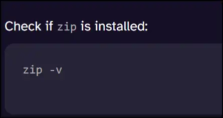 Check if zip utility is installed on your Linux system