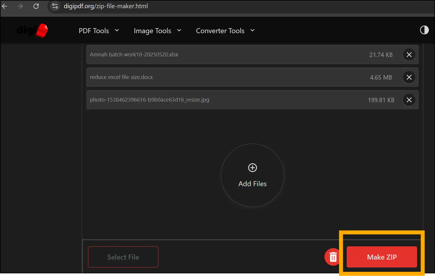 Steps for how to zip multiple files online with digipdf Online Zip File Maker
