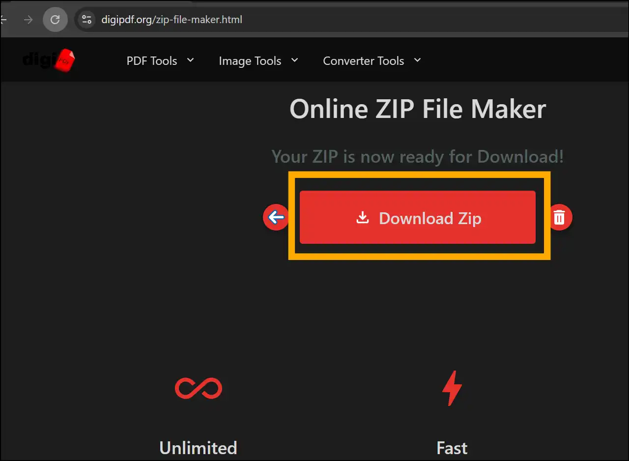 Download Zip—Steps for how do I zip multiple files online with digipdf