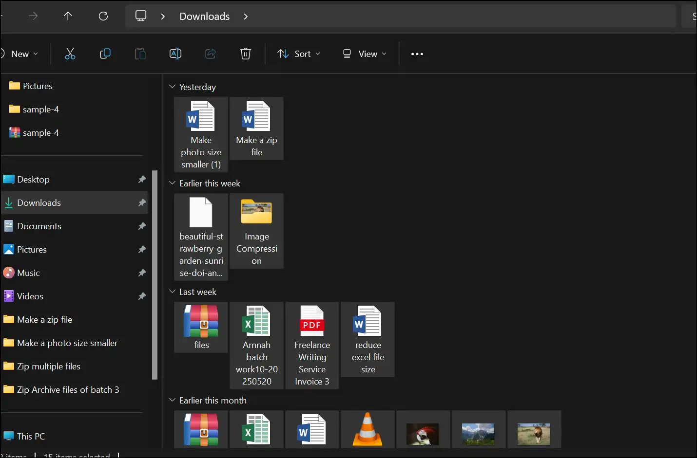 Navigate and select multiple files that you want zip with Windows explorer