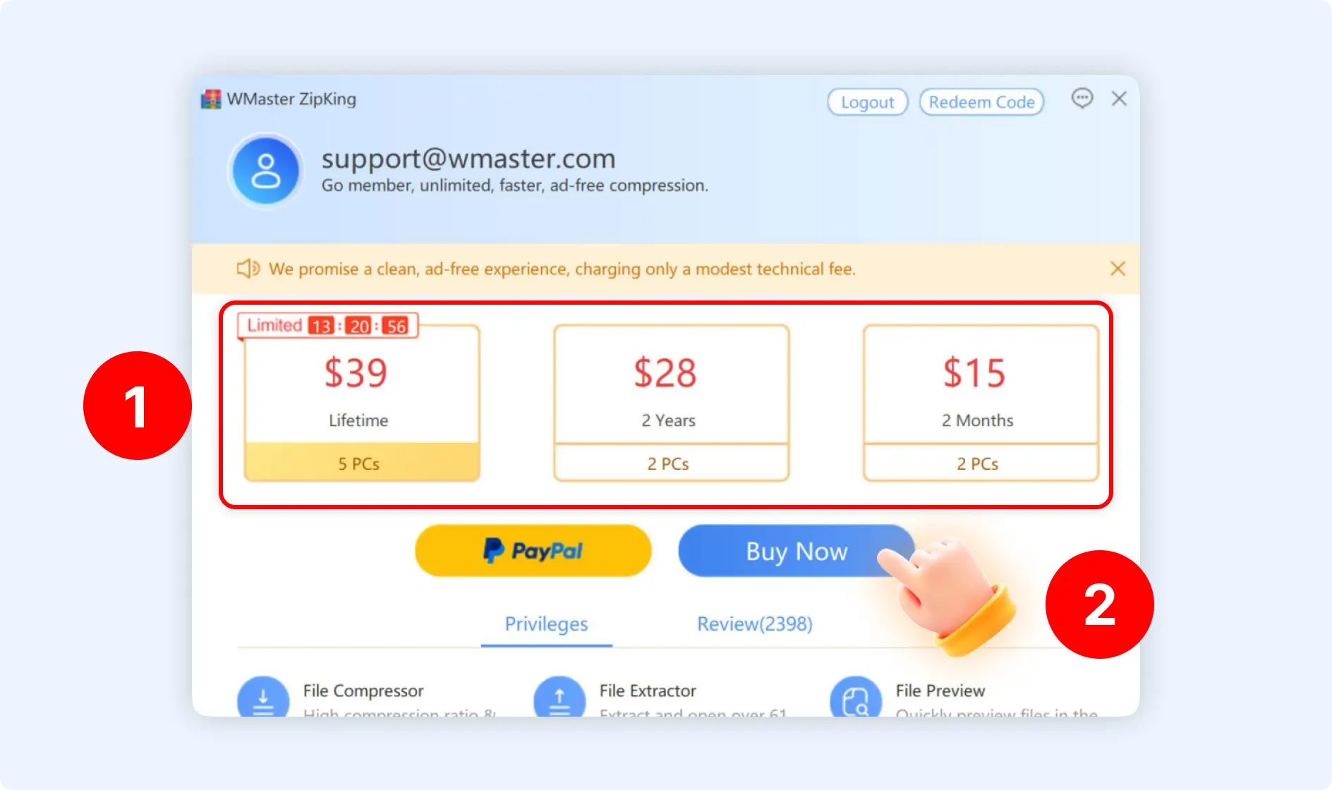 click buy now to purchase ZipKing